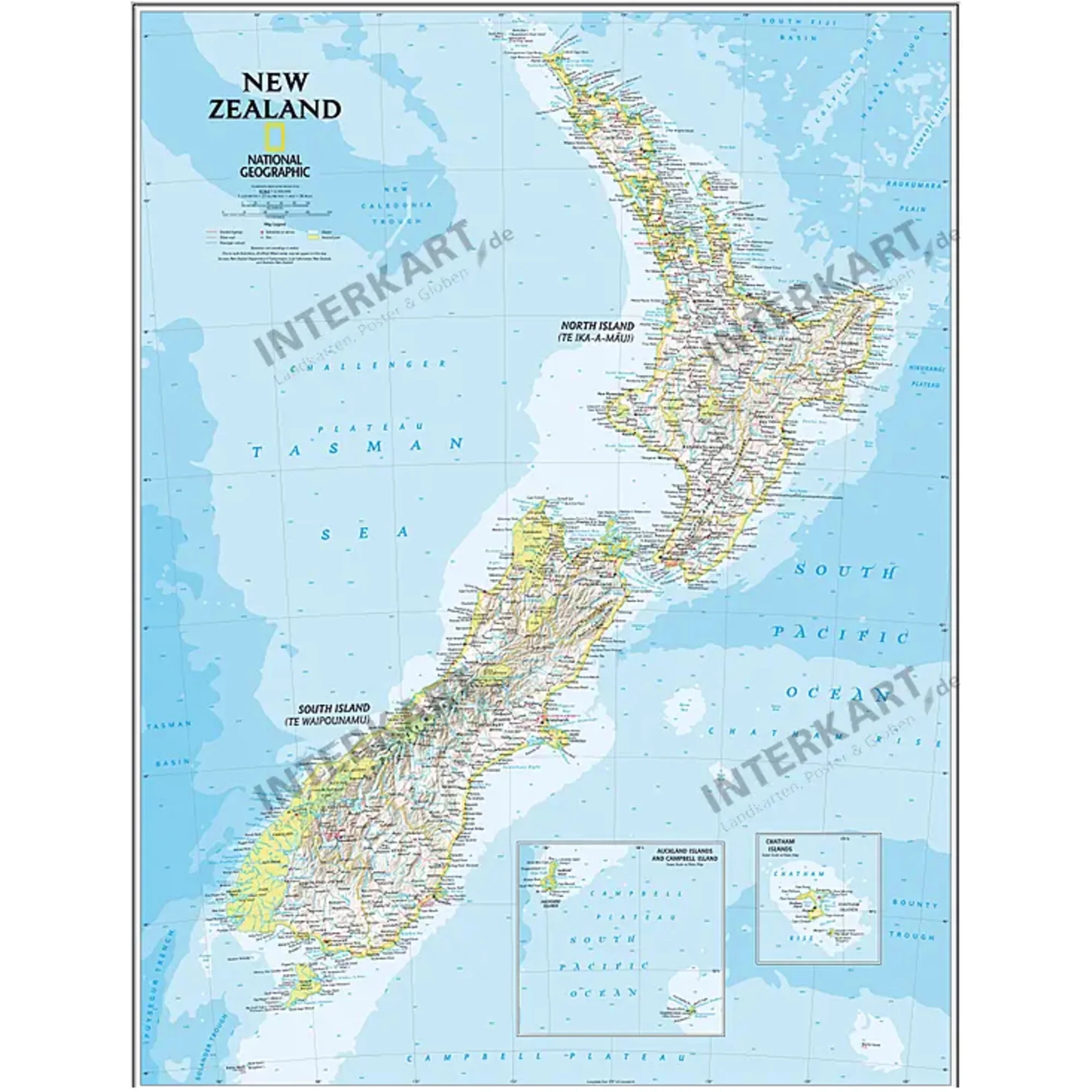 Carte géographique  Nouvelle-Zélande (60 x 77 cm)