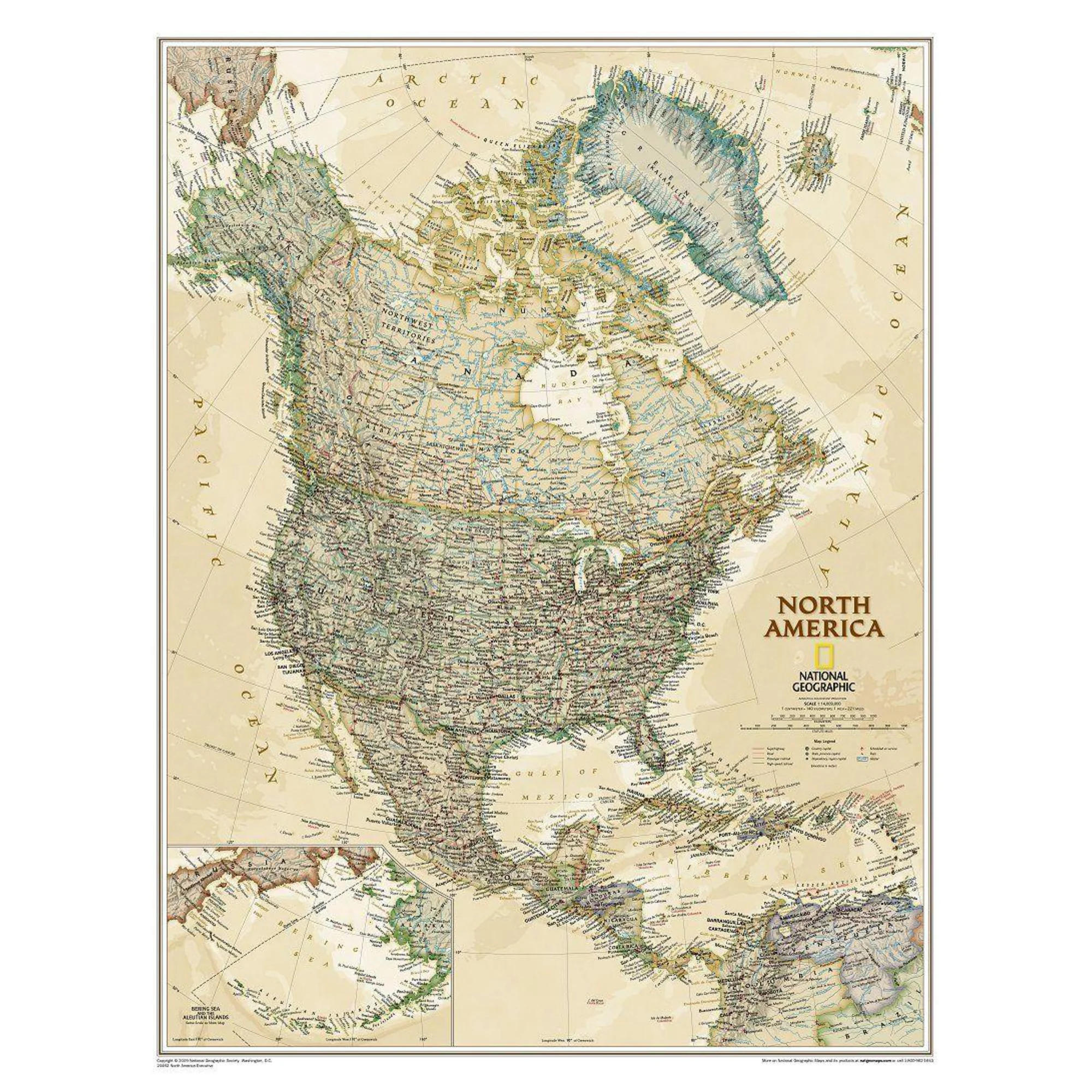 Mappemonde  Carte antique du Nord de l'Amérique