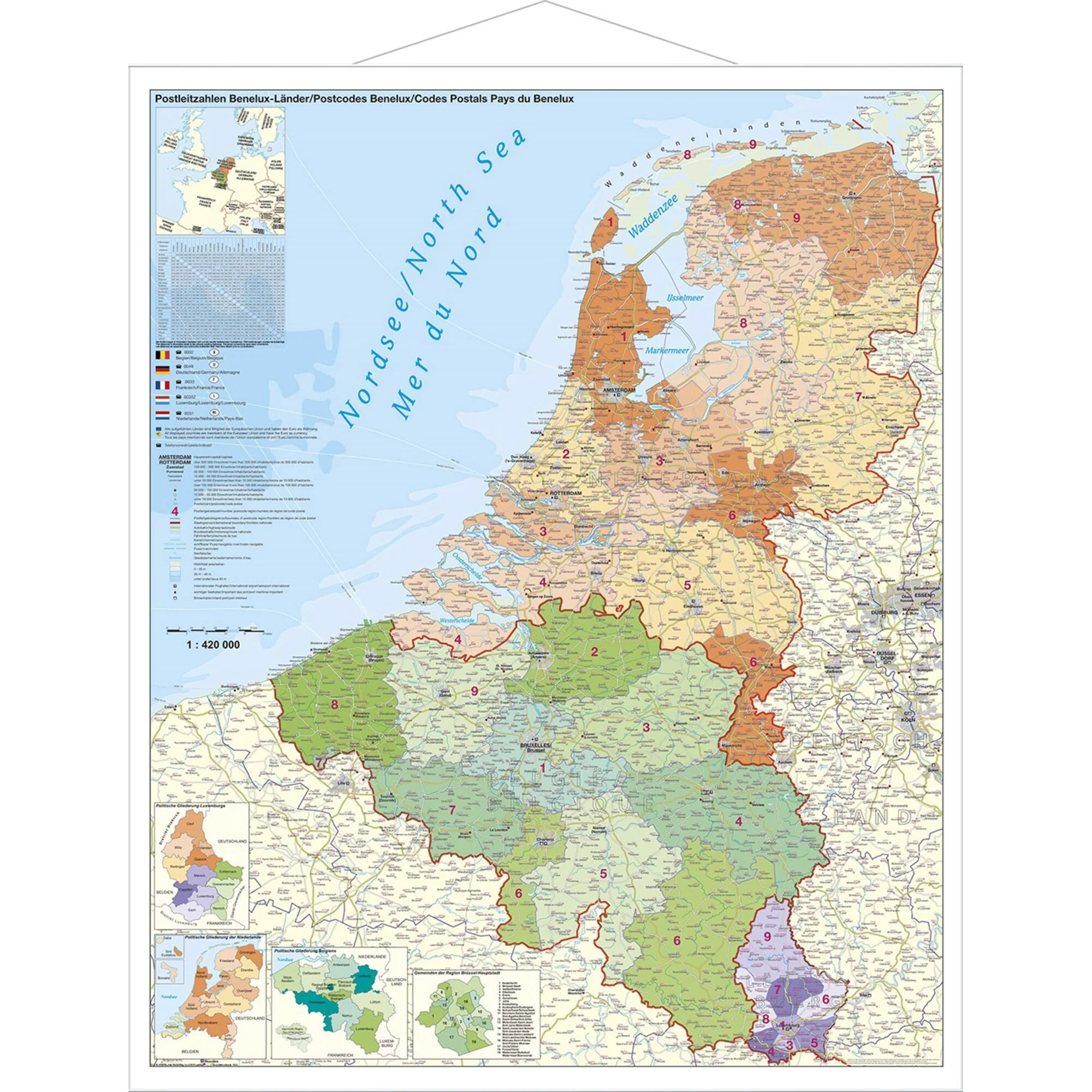 Carte régionale  Benelux mit Postleitzahlen (97x137)