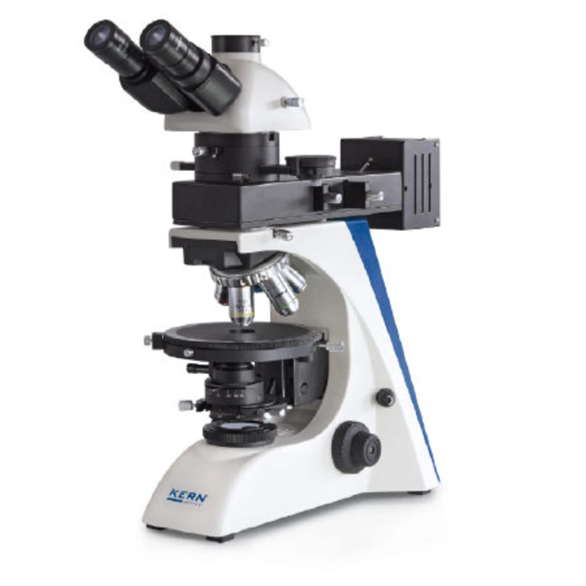 Microscope  OPO 185, POL, trino, plan d'inf, 40x-600x, épiscopie/diascopie, HAL, 100 W