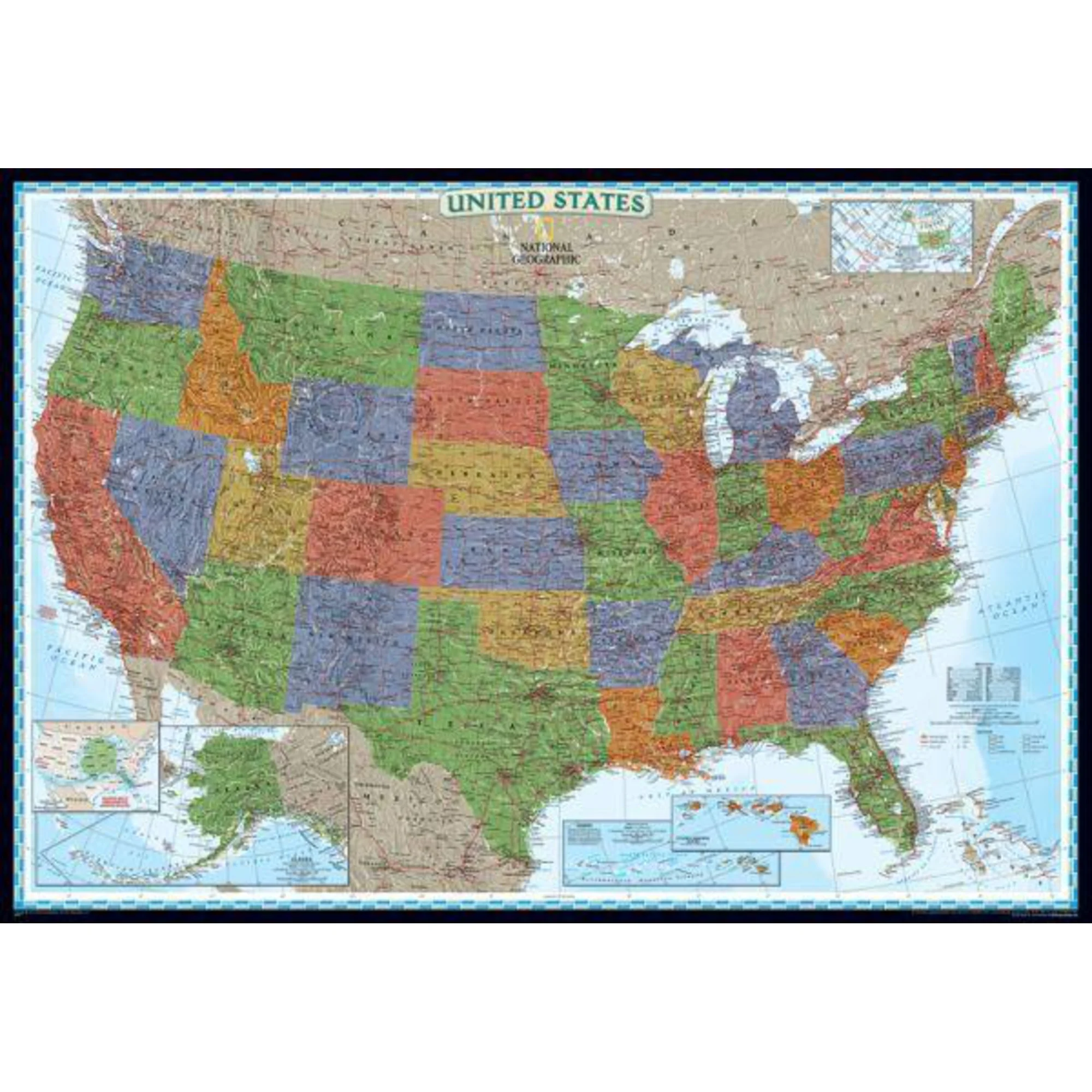 Carte décoratifs d'USA politiquement, grandement
