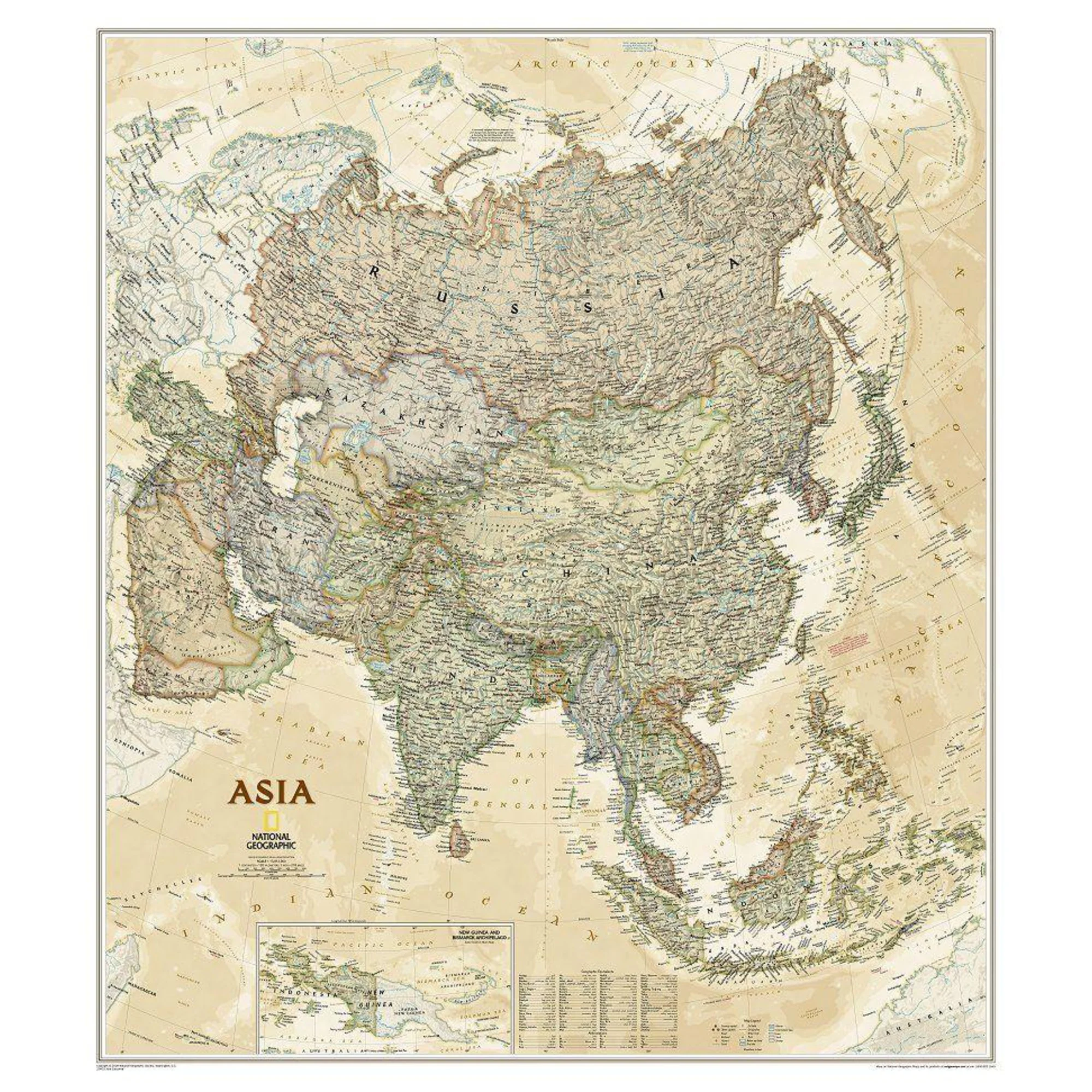 Carte des continents  Asie (96 x 86 cm)