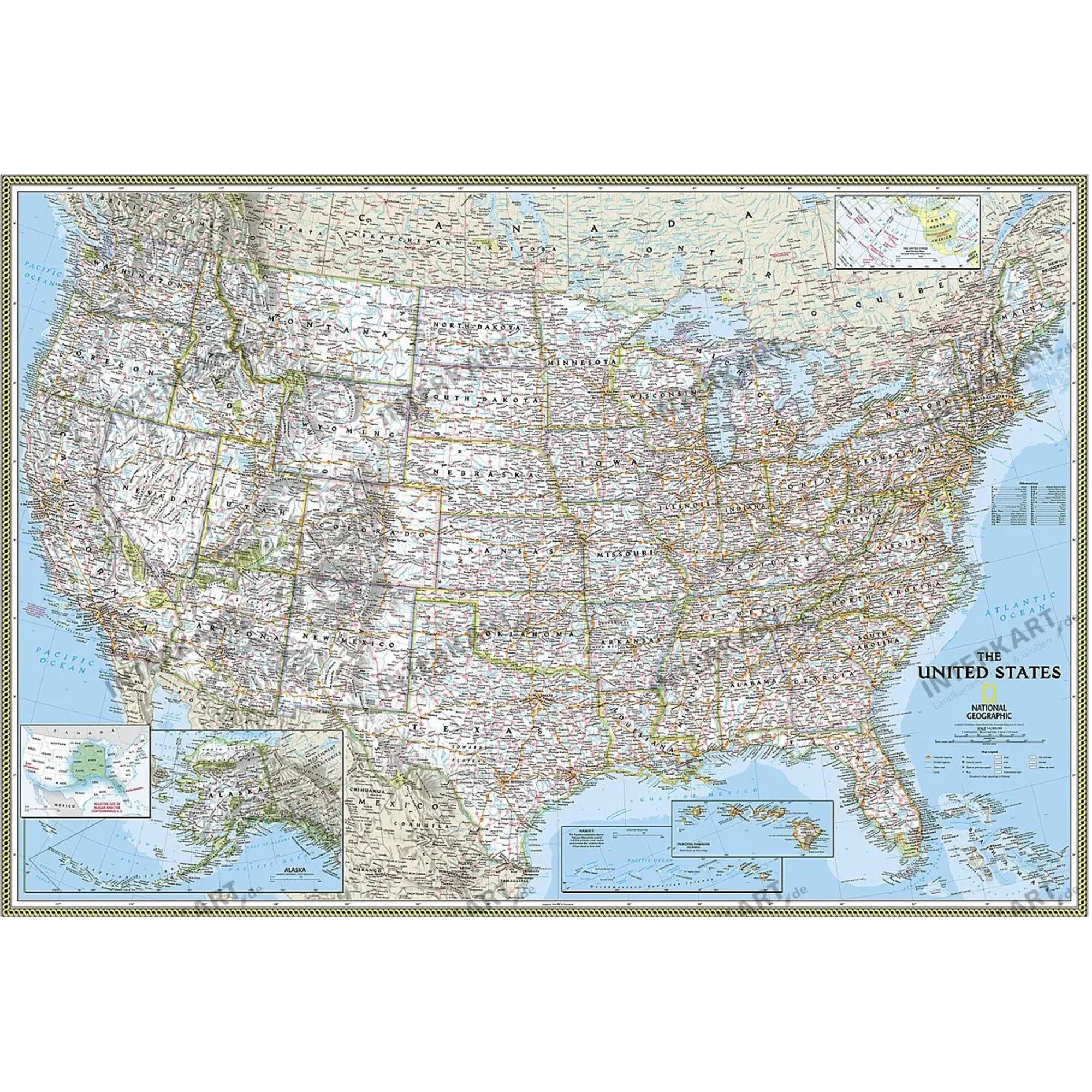 USA-carte politiquement (111 x 77 cm)
