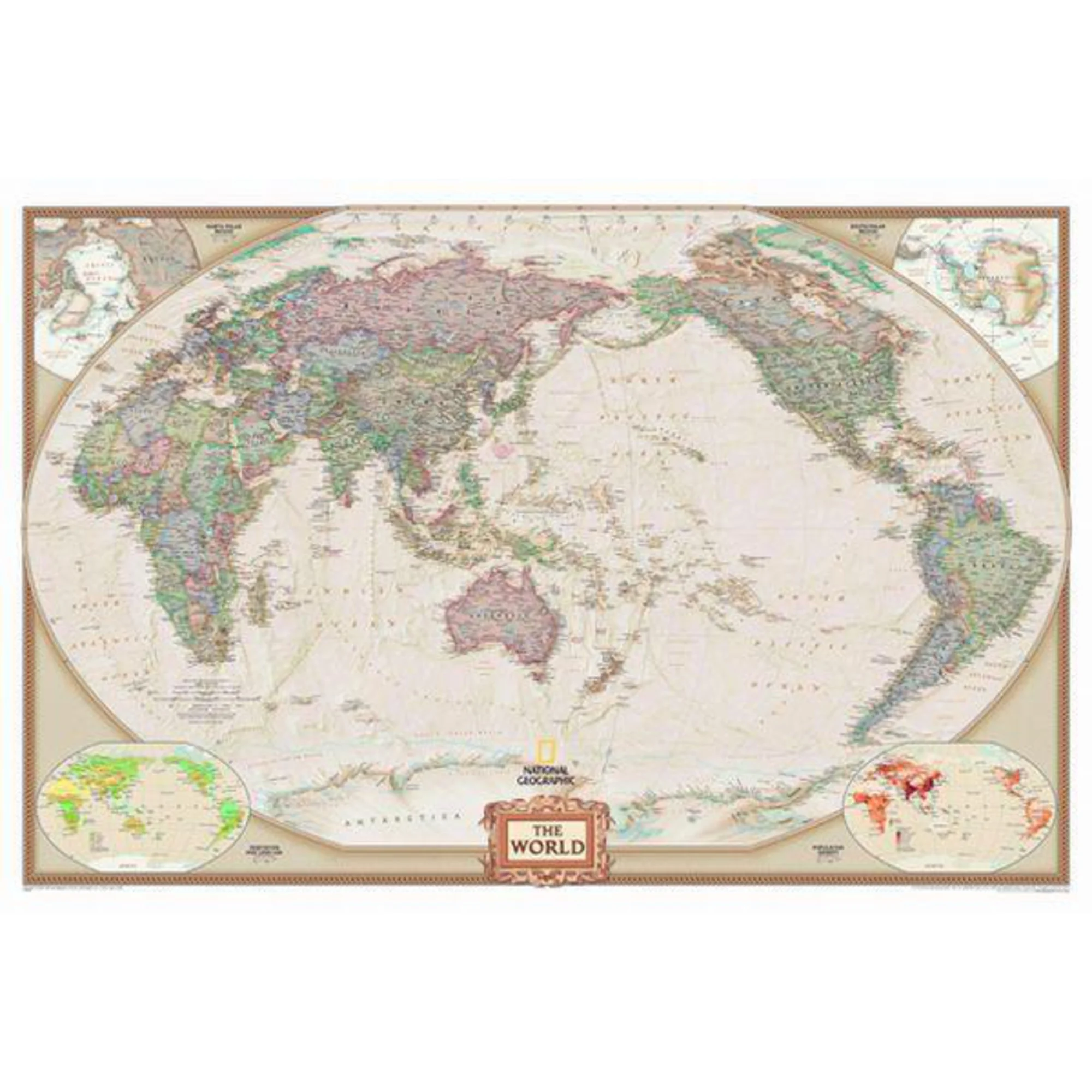 Mappemonde  Antiquité Pazifik-zentrierte carte mondiale de laminer