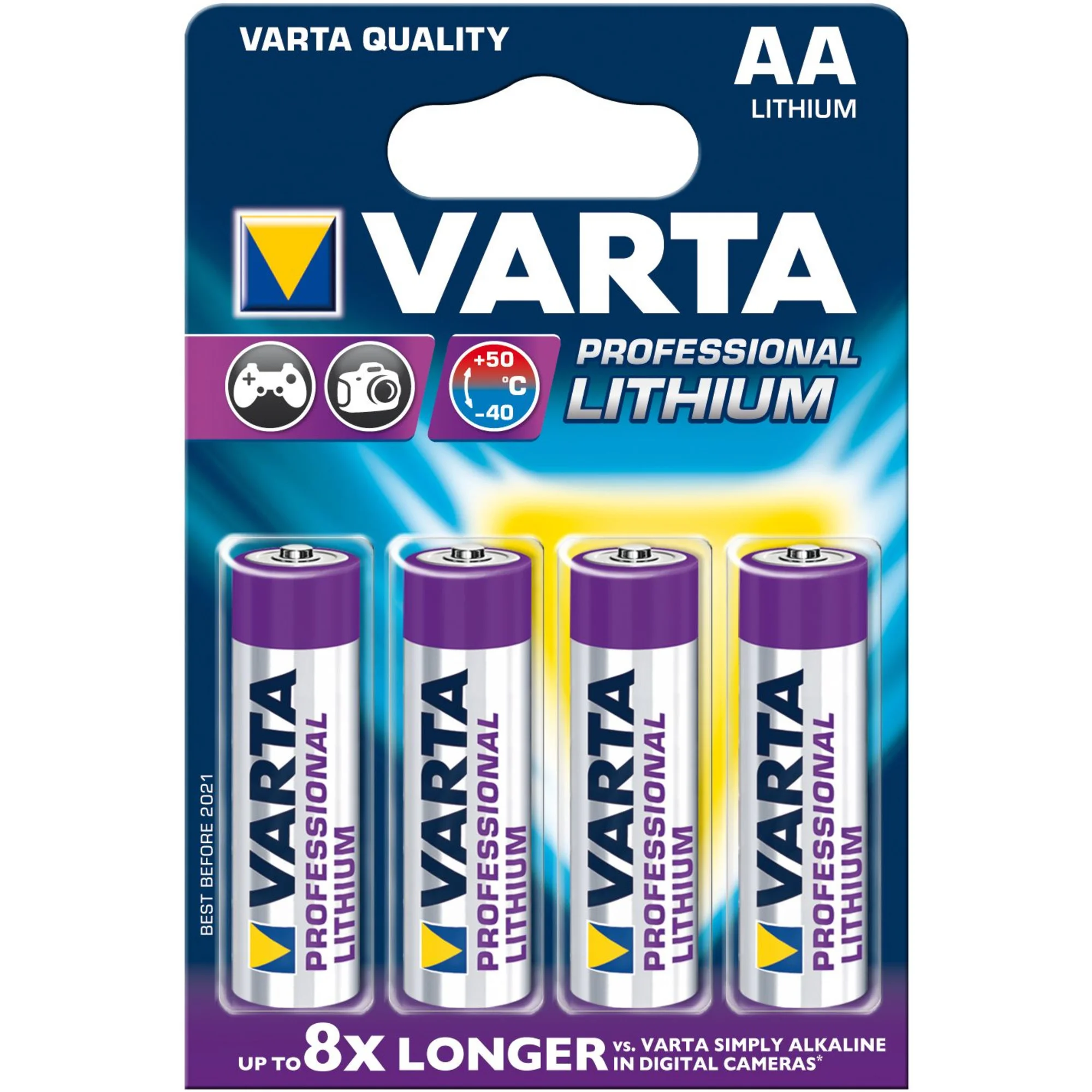 Pack 4 piles Lithium LR6 (AA) professionnelles