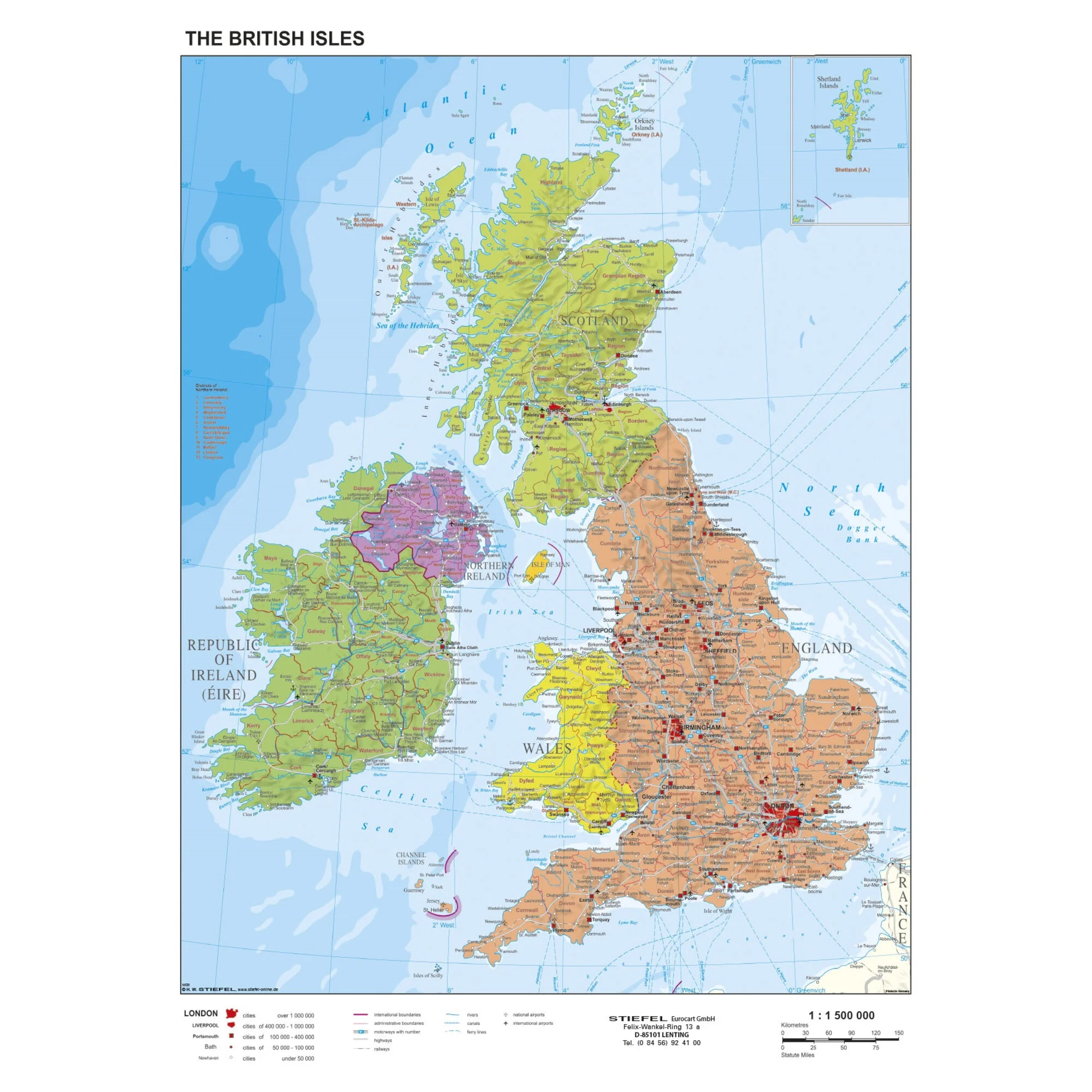 Carte antique des Iles britanniques et de l'Irlande (68 x 98 cm)