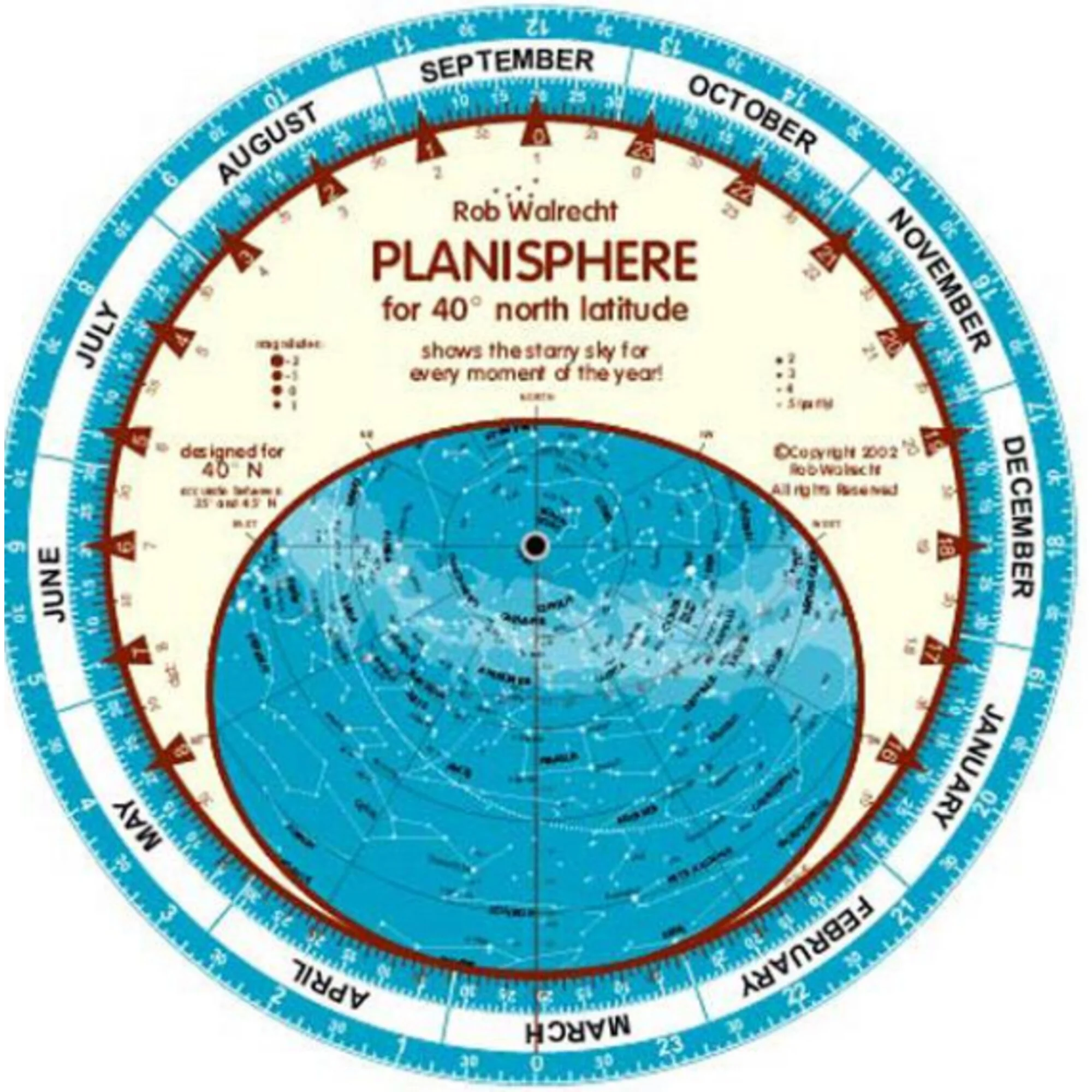 Carte du ciel  Planisphere 40°N 25cm