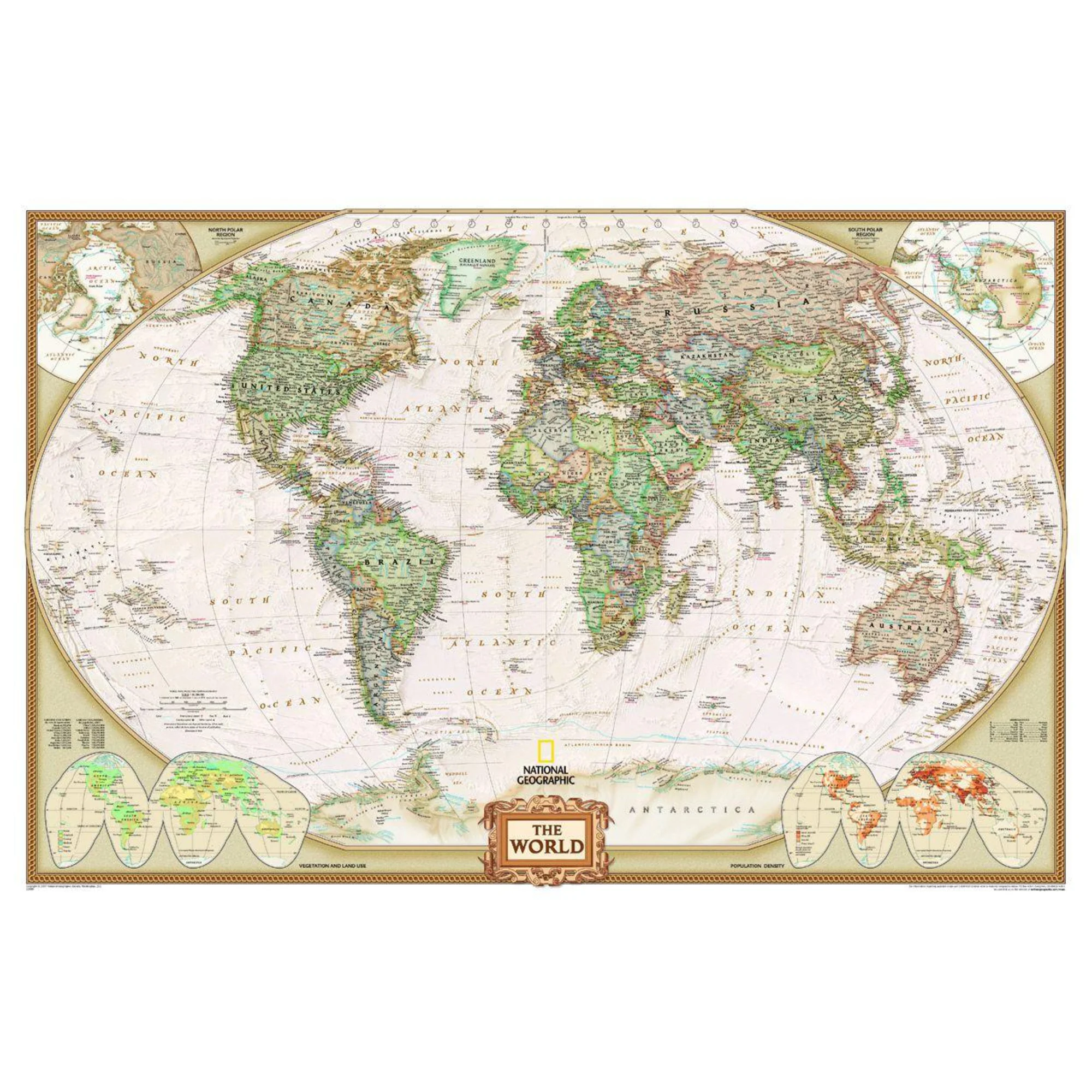 Mappemonde politique Antique , très grand format