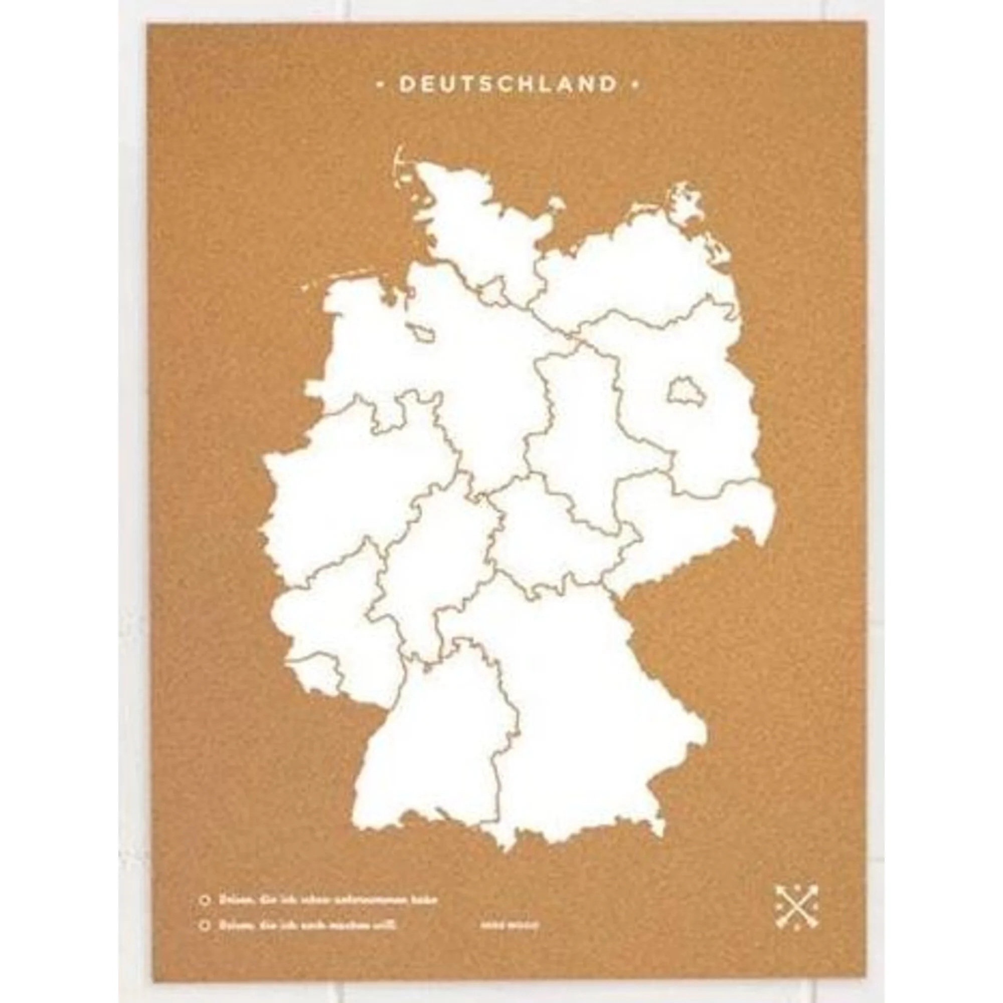 Carte géographique  Woody Map Countries Deutschland Cork XL white (60 x 90 cm)