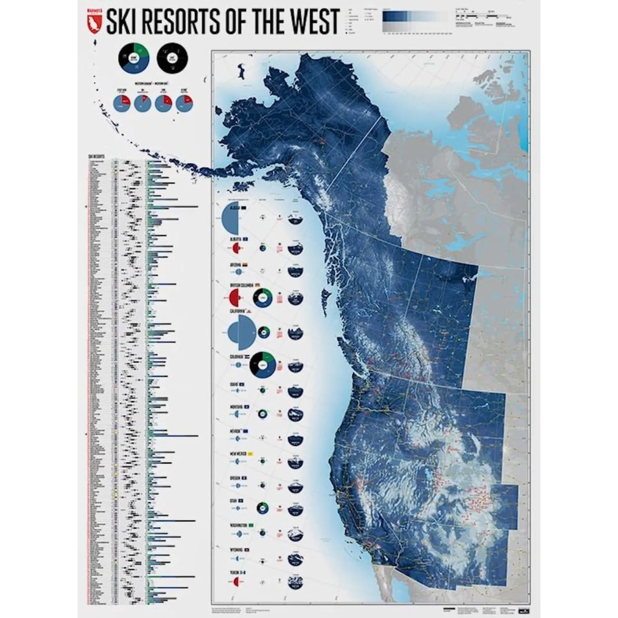 Carte régionale  Ski Resorts of the West