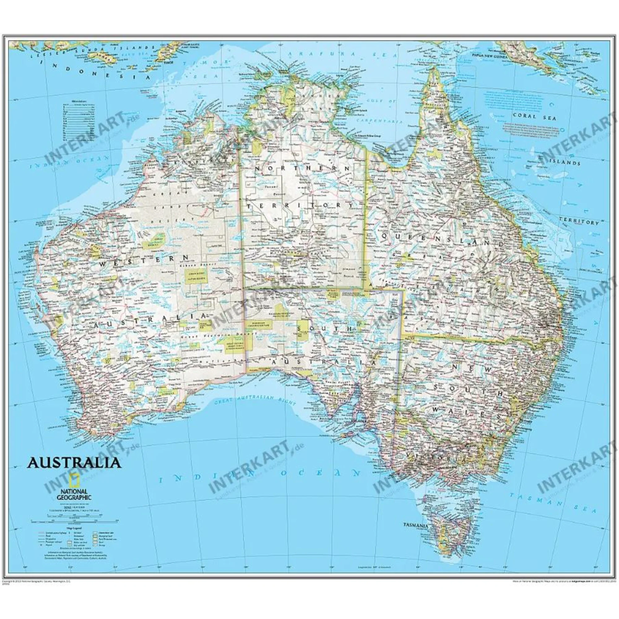 Carte de continent Australie, politiquement