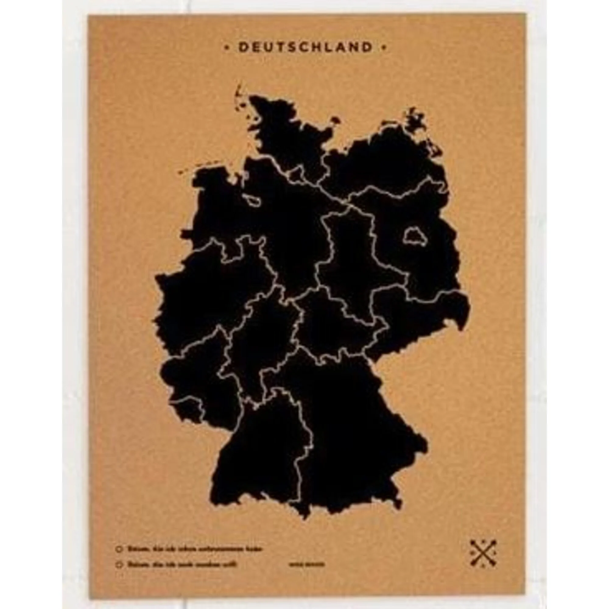 Carte géographique  Woody Map Countries Deutschland Cork L black (60 x 45 cm)