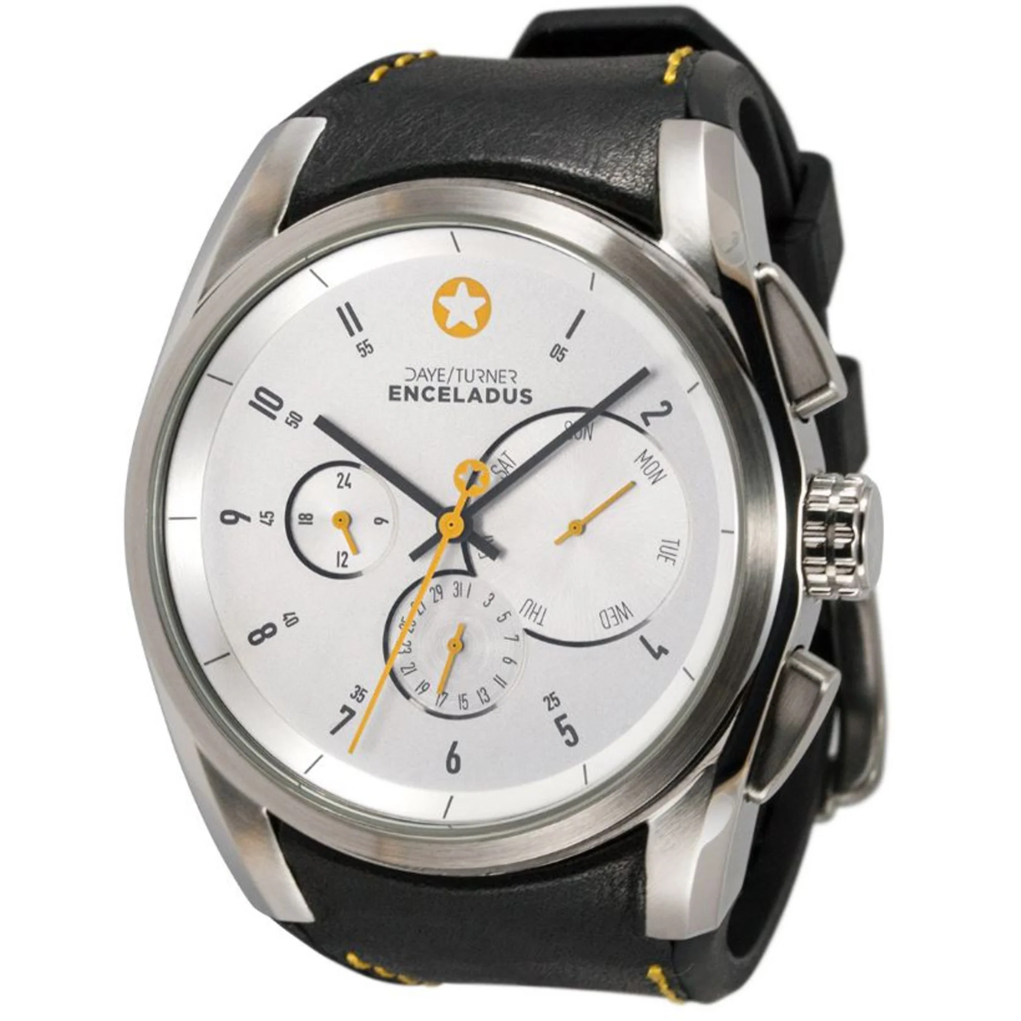 Horloge  Montre homme analogique ENCELADUS argent - cuir noir