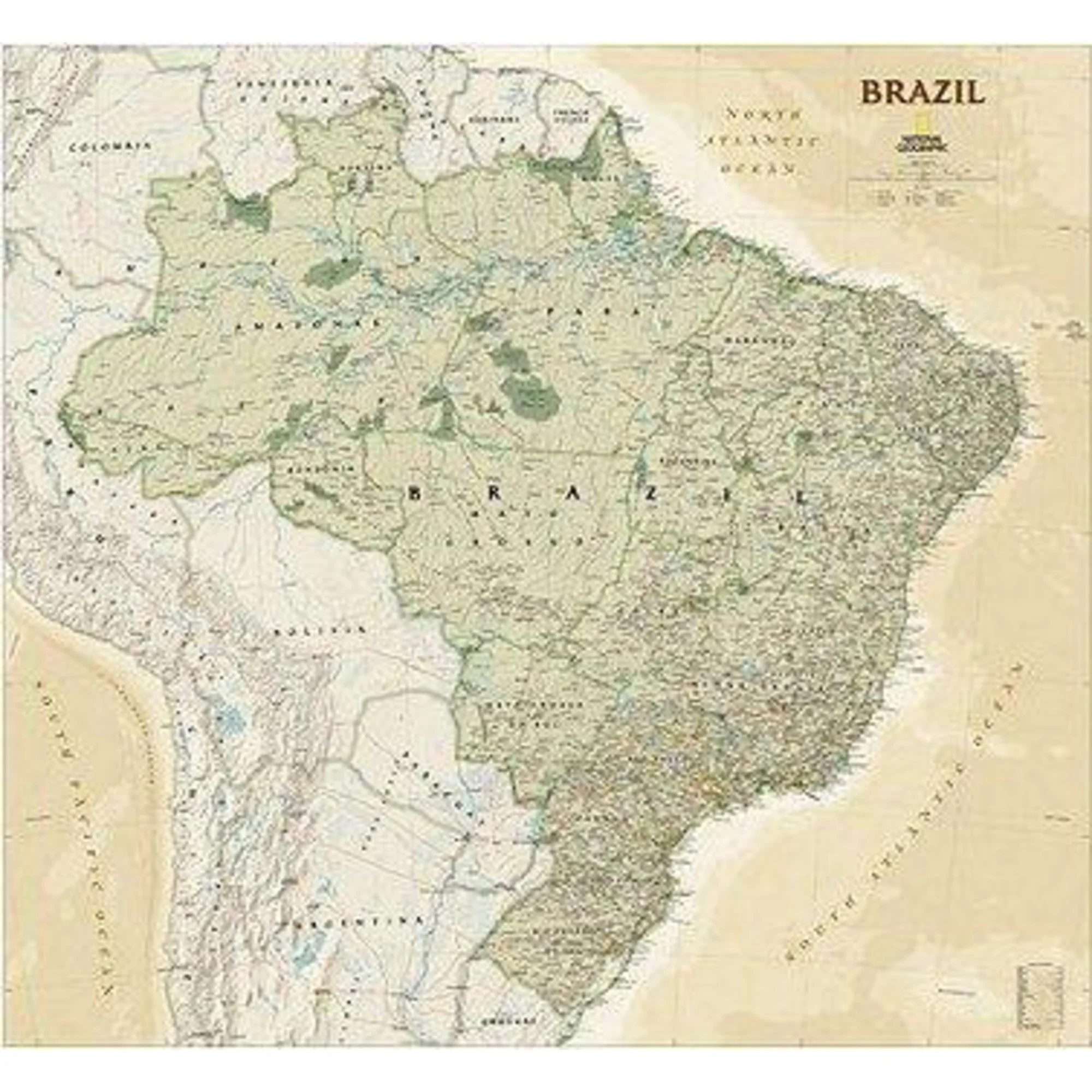 - Carte antique du Brésil, laminée