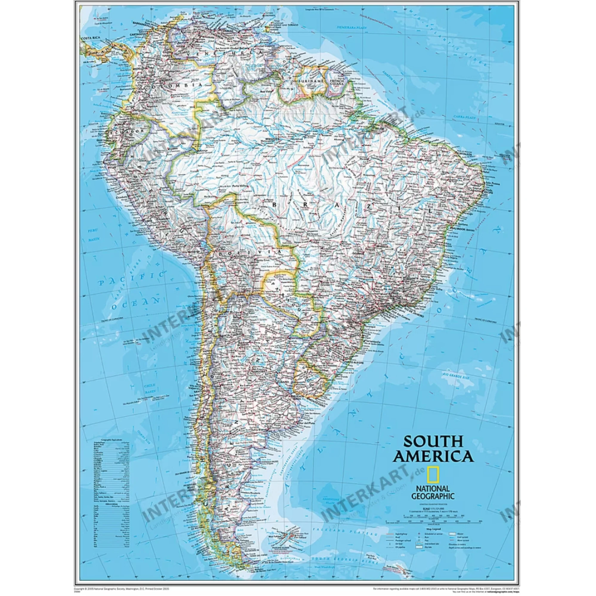 Carte de continent sud Amérique, politiquement