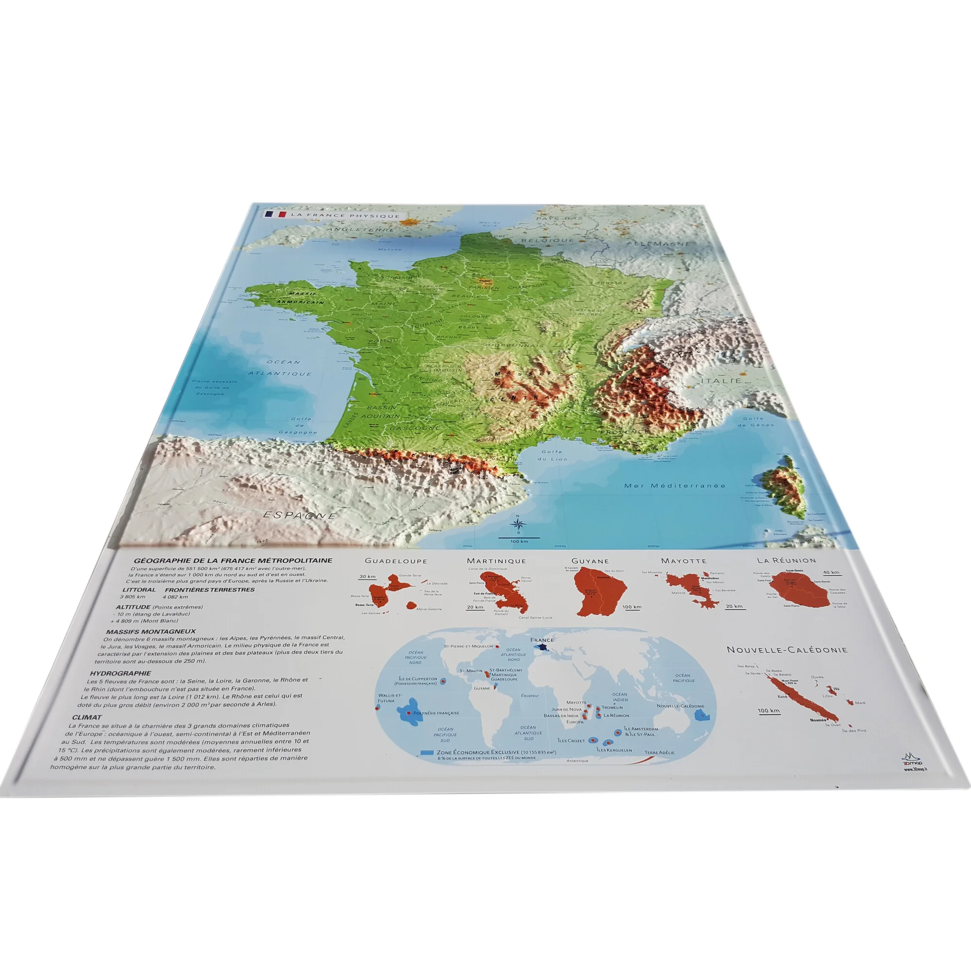 Carte géographique  La France Physique