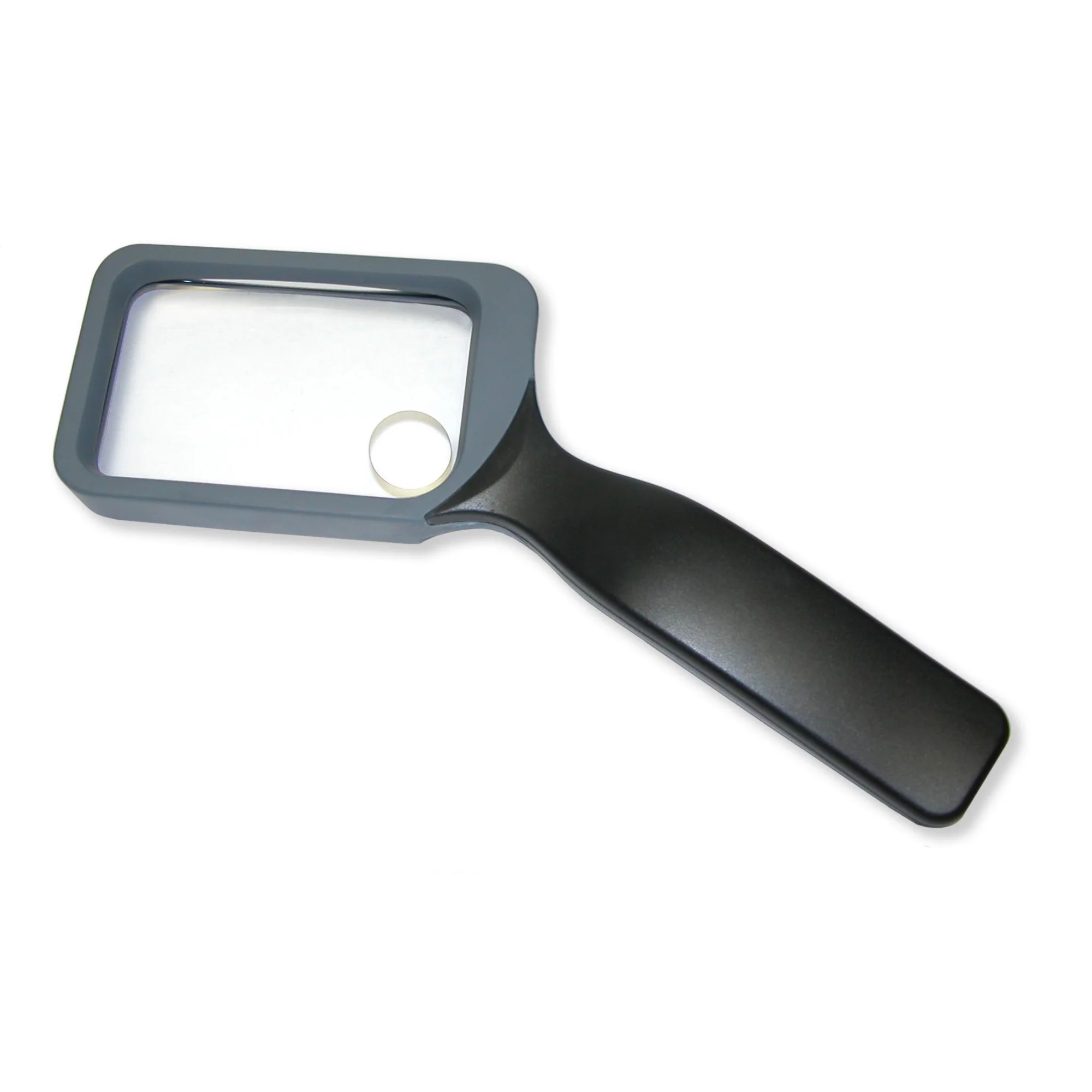 Loupe 2x (85 x 50 mm) avec poignée et zone 8x