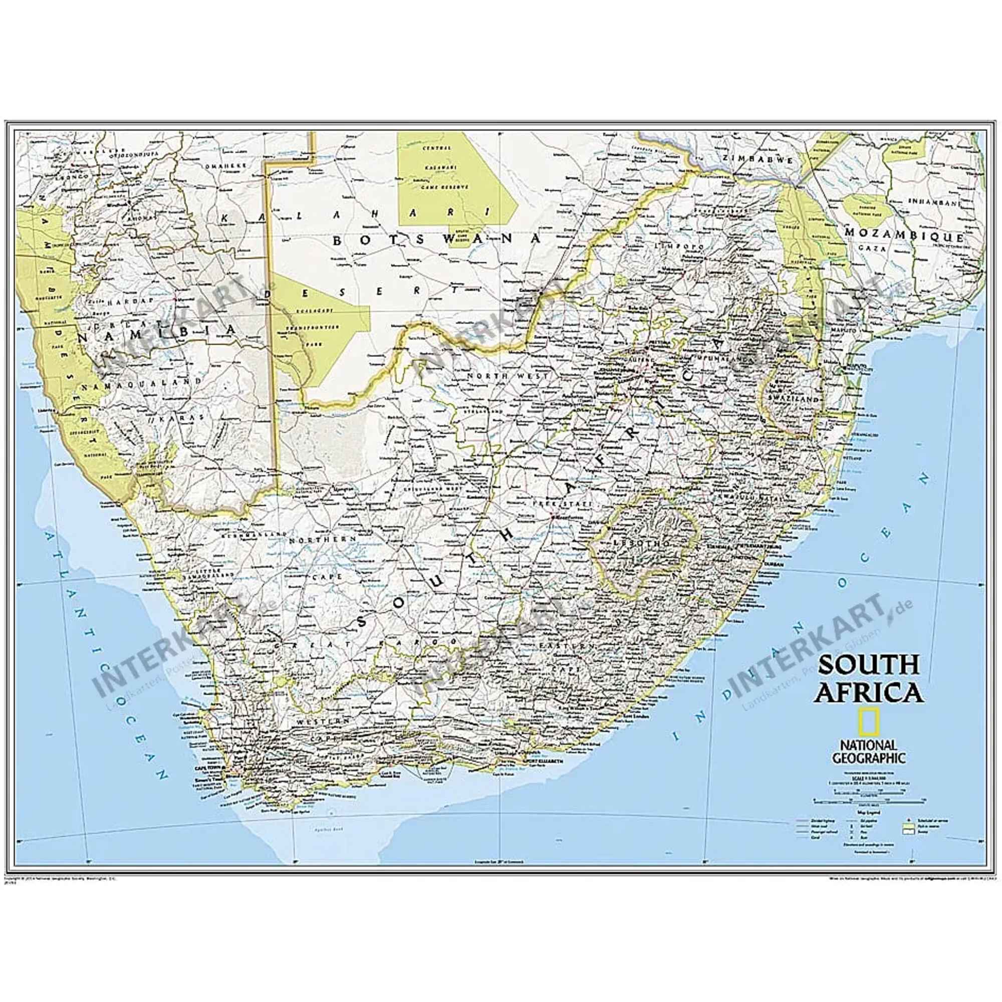Carte géographique  Afrique du Sud (77 x 66 cm)