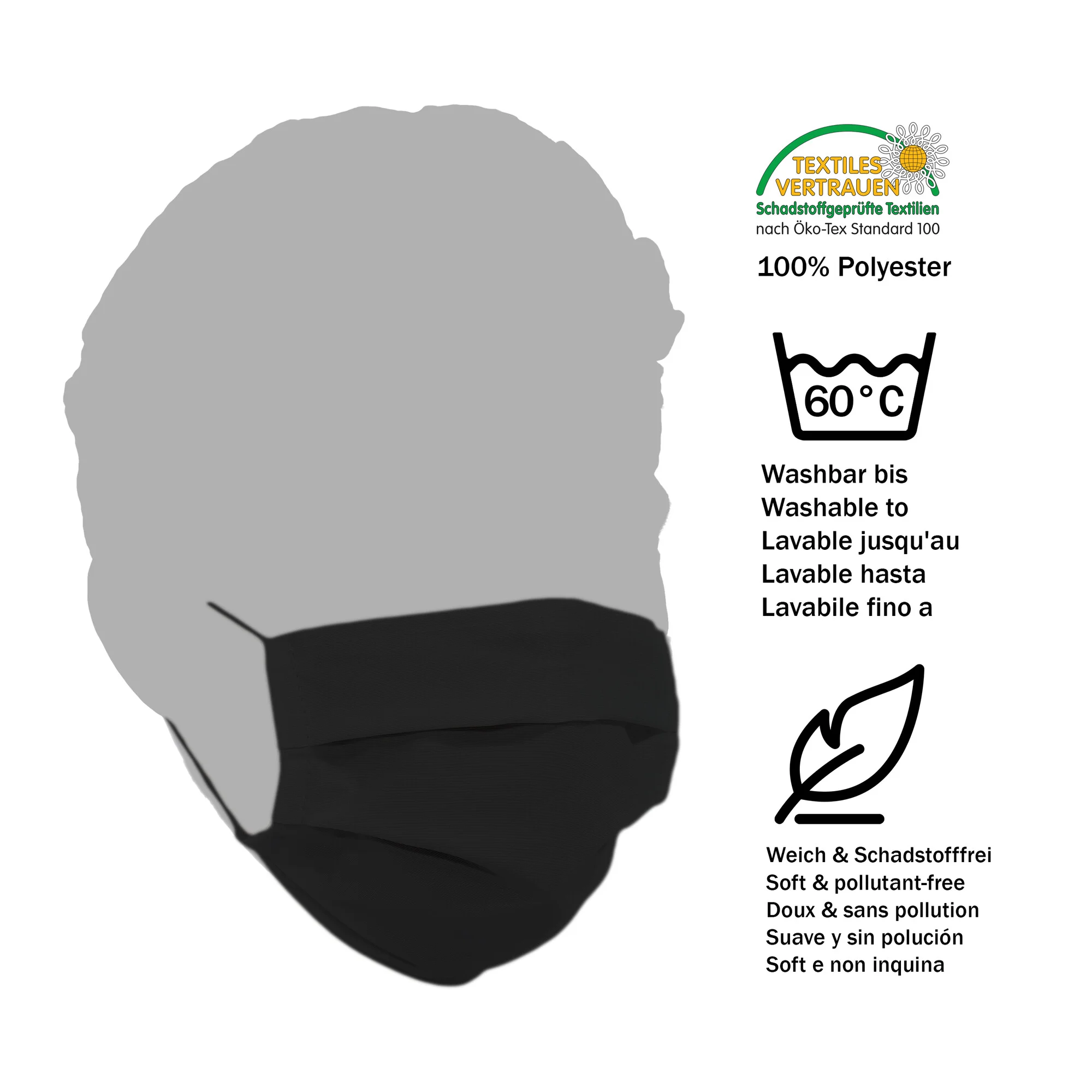 Masque en polyester, noir, 5 pièces