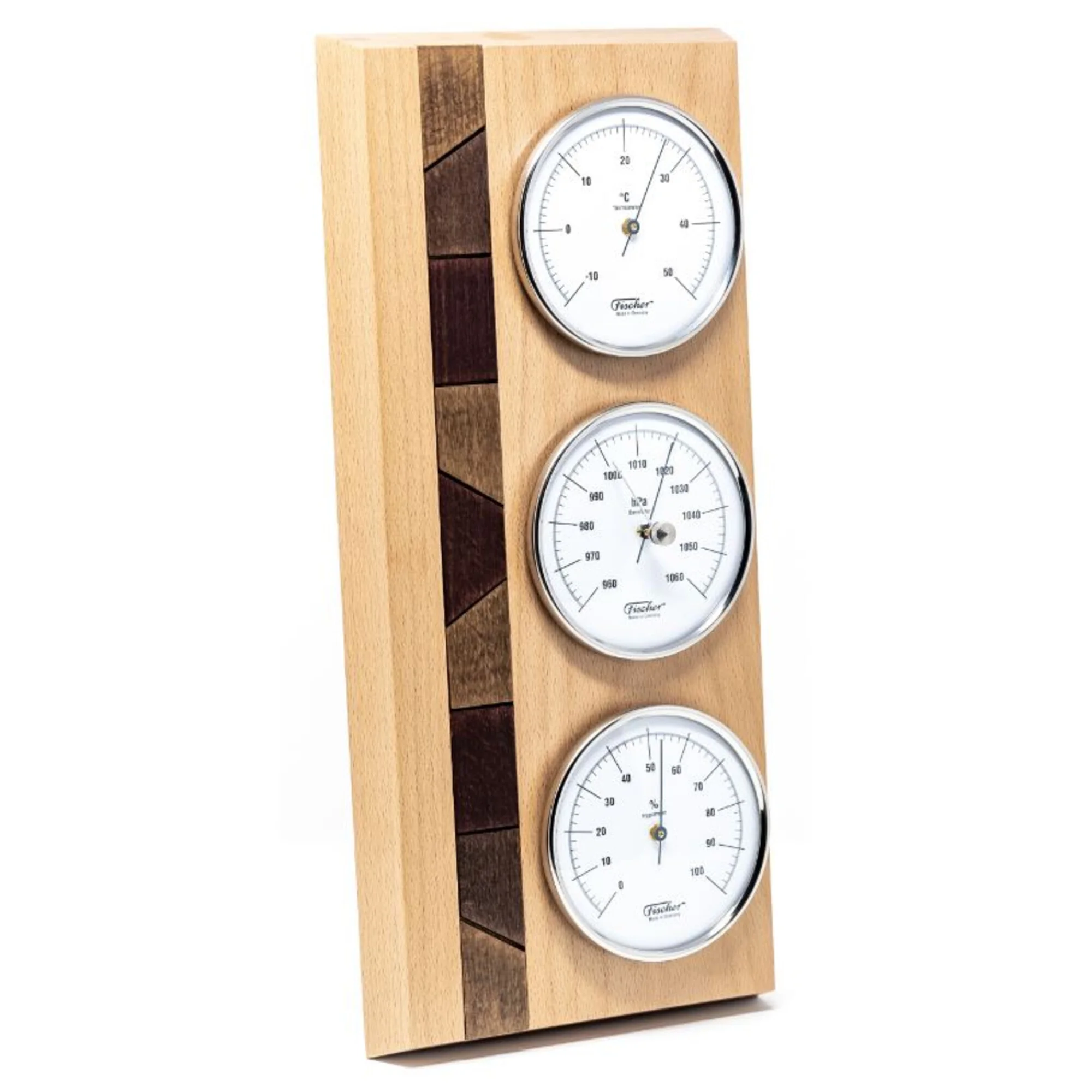 Station météo en bois véritable Hêtre, naturel